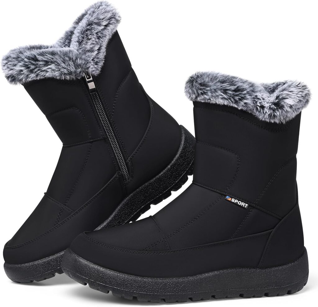 SHIBEVER Womens Winter Boots Warm: Womens Waterproof Snow Boots Ankle Casual Cold Weather Fur Lined Comfortable Booties