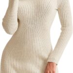 Saodimallsu Womens Long Sleeve Sweater Dress Bodycon Crew Neck 2024 Fall Slimming Knit Mini Dresses