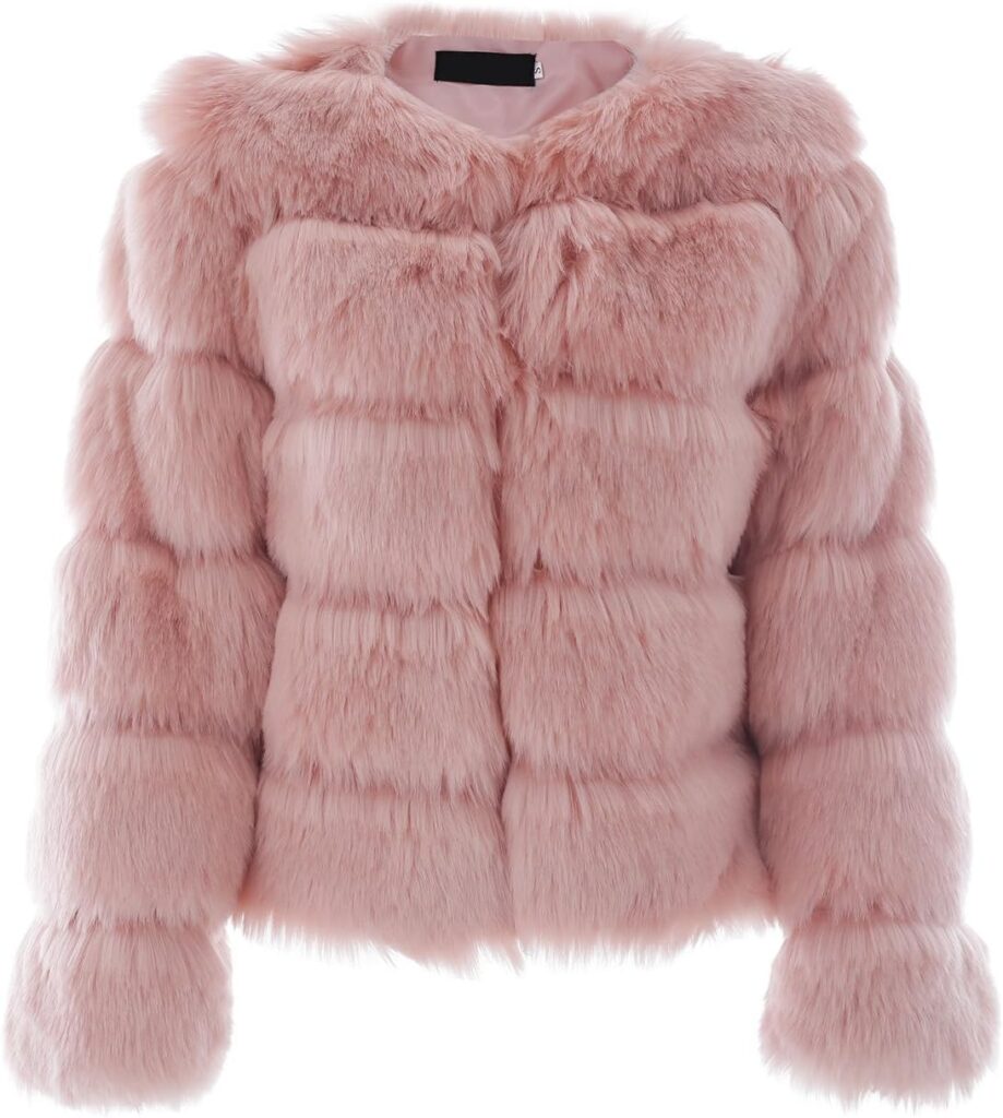 Simplee Women Luxury Winter Warm Fluffy Faux Fur Short Coat Jacket Parka Outwear