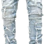 Stacked Jeans Men Skinny Ripped Jeans Slim Fit Denim Pants Y2K Goth Harajuku Emo Jeans Trouser