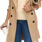 Steve Madden Trench Coat Women – Double-Breasted Long Winter Wool Coat for Women