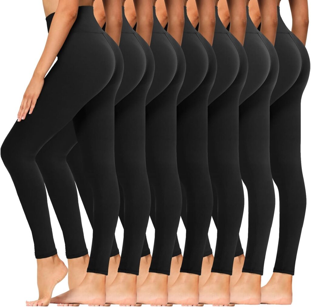 Syrinx 7 Pack Leggings for Women - High Waisted Tummy Control Soft Yoga Pants for Workout Running