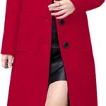 ThCreasa Womens Wool Blend Single Breasted Trench Coat Notch Lapel Winter Peacoat Jacket