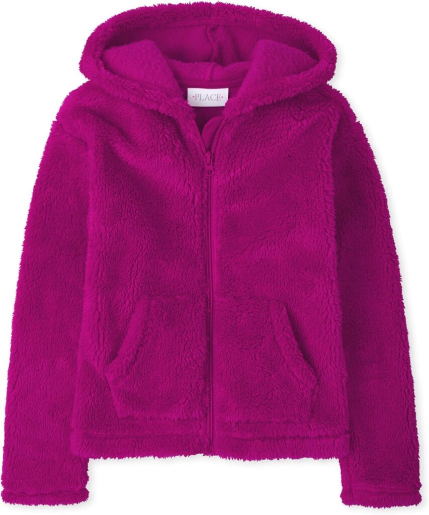 The Children's Place Girls' Long Sleeve Sherpa Zip-up Hoodie