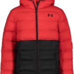 Under Armour Boys' Pronto Colorblock Puffer Jacket, Mid-Weight, Zip Up Closure, Repels Water