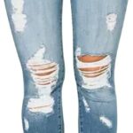 Women Skinny Ripped Jeans Stretch Distressed Destroyed Denim Pants