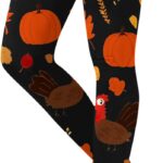 Women Thanksgiving Leggings 2024 Turkey Pumpkin Wheat Maple Leaf Printed High Waist Leggings Stretchy Yoga Pants