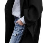 Women's Winter Wool Coat Notch Lapel Single Breasted Casual Mid Long Pea Trench Coat