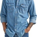 Wrangler Men's Iconic Denim Regular Fit Snap Shirt