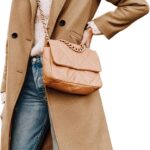 Yidarer Women's Winter Wool Mid-Long Coat Notch Lapel Single-Breasted Trench Coat Outwear