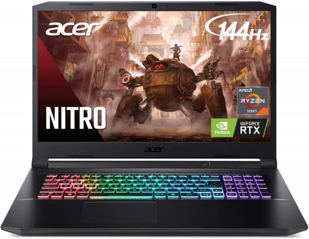 acer Nitro 5 AN517-42 Gaming Laptop | AMD Ryzen 7 6800H | GeForce RTX 3070 | 17.3" FHD (1920 x 1080) 16:9 144Hz Screen | 16GB DDR5 RAM | 1TB SSD | Windows 11 | RGB Backlit Keyboard | Black | TWE