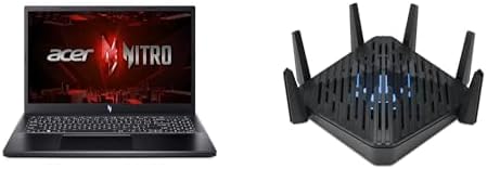 acer Nitro V Gaming Laptop | i5-13420H | RTX 4050 | 15.6" FHD IPS 144Hz | 8GB DDR5 | 512GB Gen 4 SSD | WiFi 6 | ANV15-51-51H9 with Predator Connect W6 Wi-Fi 6E Gaming Router | Tri-Band AXE7800