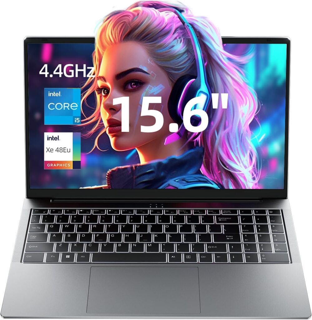 jumper Laptop, 12th i5-12450H Gaming Laptop (4.4GHz), 16GB DDR4 512GB NVME SSD, 15.6 Inch Laptops with FHD IPS Screen, 62.7Wh Battery, Bluetooth5.1, USB3.2 * 3, 4 Stereo Speakers, 2 Memory Slots.