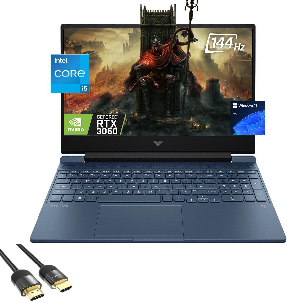 HP Victus Gaming Laptop, 15.6" FHD Display, 12th Gen 8-Core i5 12450H (Up to 4.40 GHz), GeForce RTX 3050, 32GB RAM, 1TB PCle 4.0, Backlit KB, Keypad, WiFi 6, RJ45, USB-C, PDG HDMI Cable, Win 11 Pro