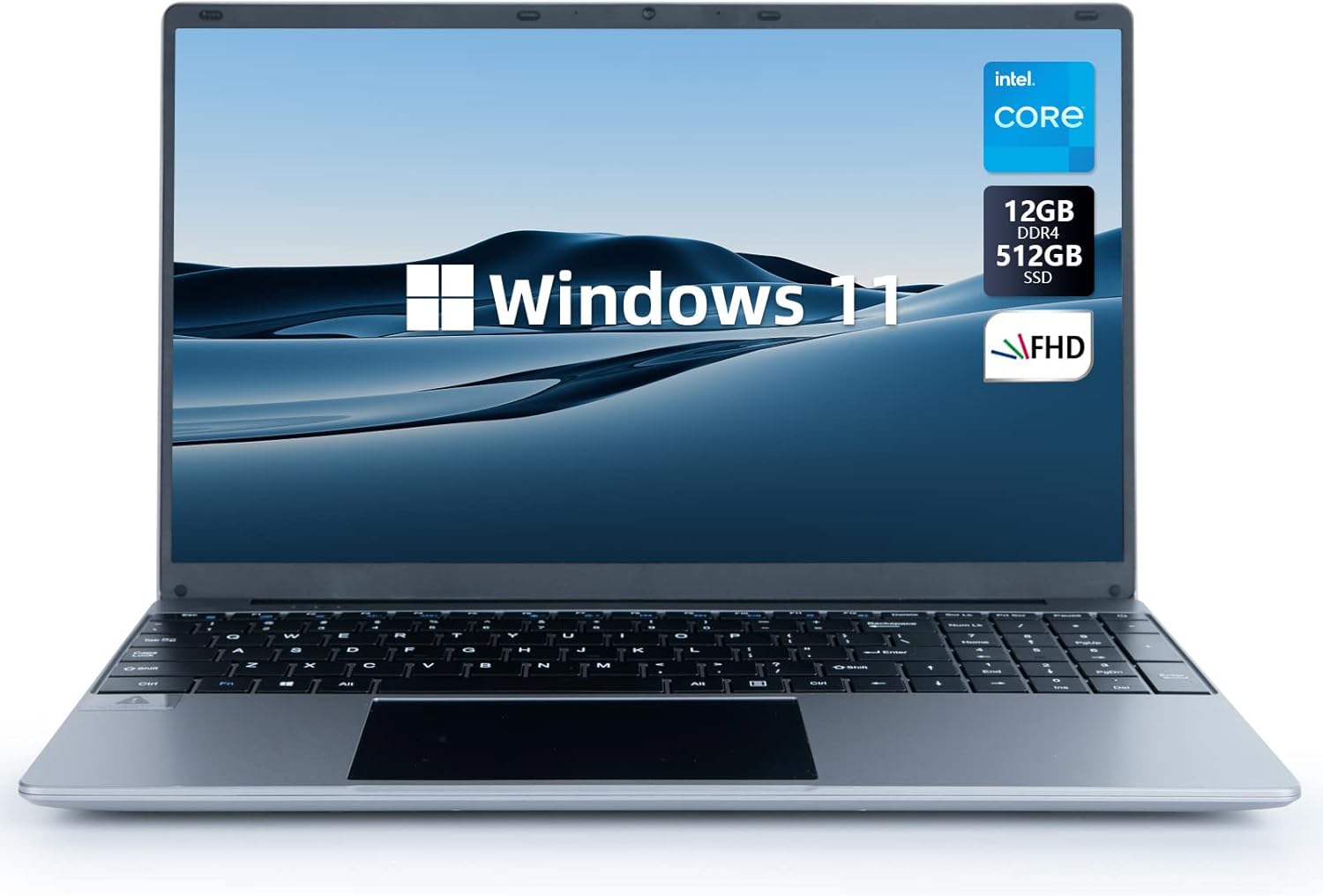 Laptop, Traditional Laptop Computer, 15.6" 1080P Full HD, Intel Celeron N5095 Processors, 12GB DDR4 512GB SSD, 2.4G/5G WiFi, Bluetooth 4.2, 38000mWh Battery
