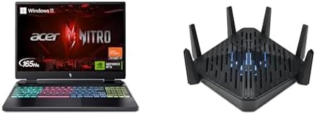 acer Nitro 16 Gaming Laptop | Ryzen 7 7840HS | RTX 4050 | 16" WUXGA 165Hz IPS | 16GB DDR5 | 1TB Gen 4 SSD | WiFi 6E | AN16-41-R6WV with Predator Connect W6 Wi-Fi 6E Gaming Router | Tri-Band AXE7800