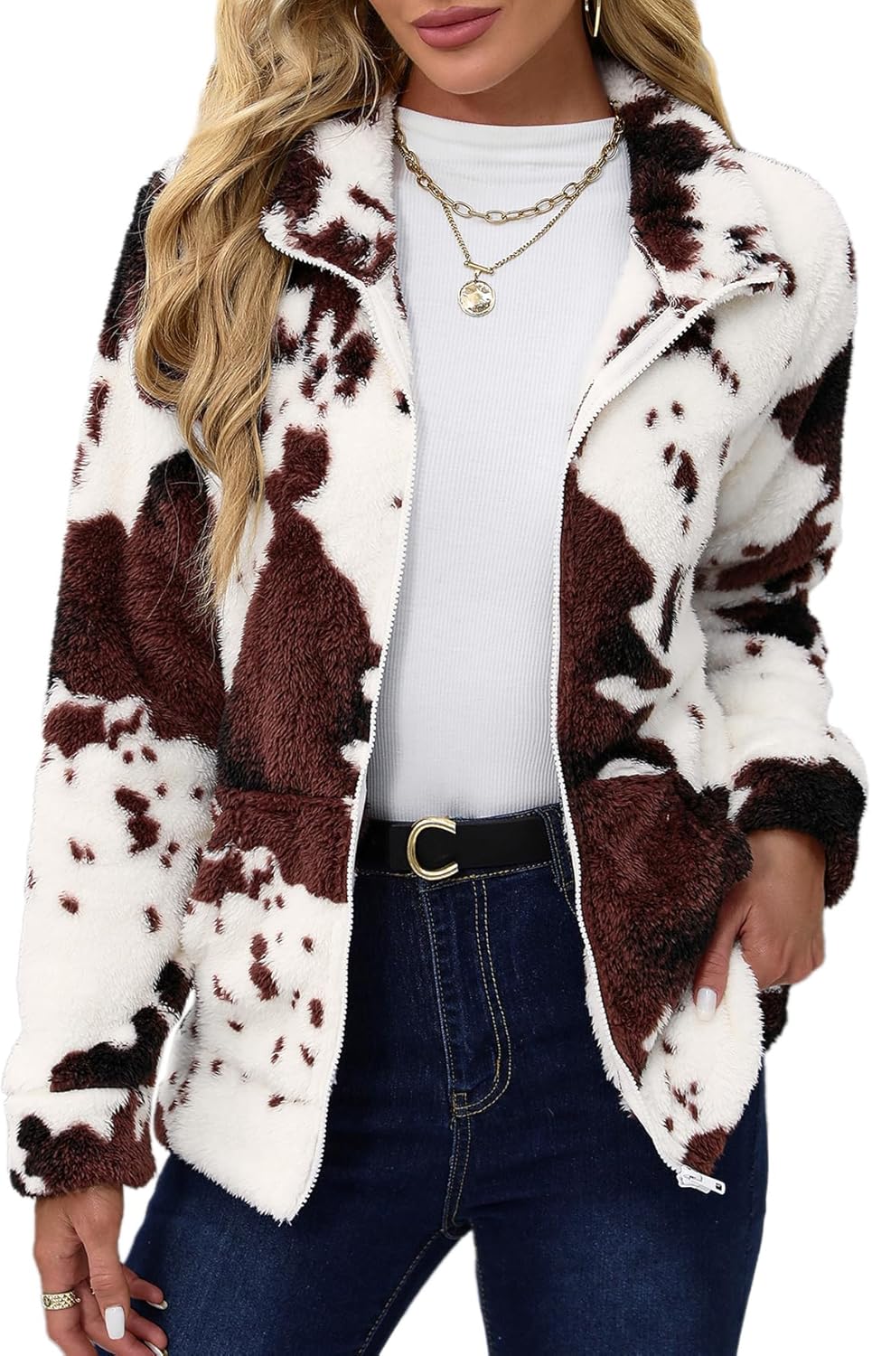 For G and PL Women's Long Sleeve Full Zip Soft Warm Fleece Jacket