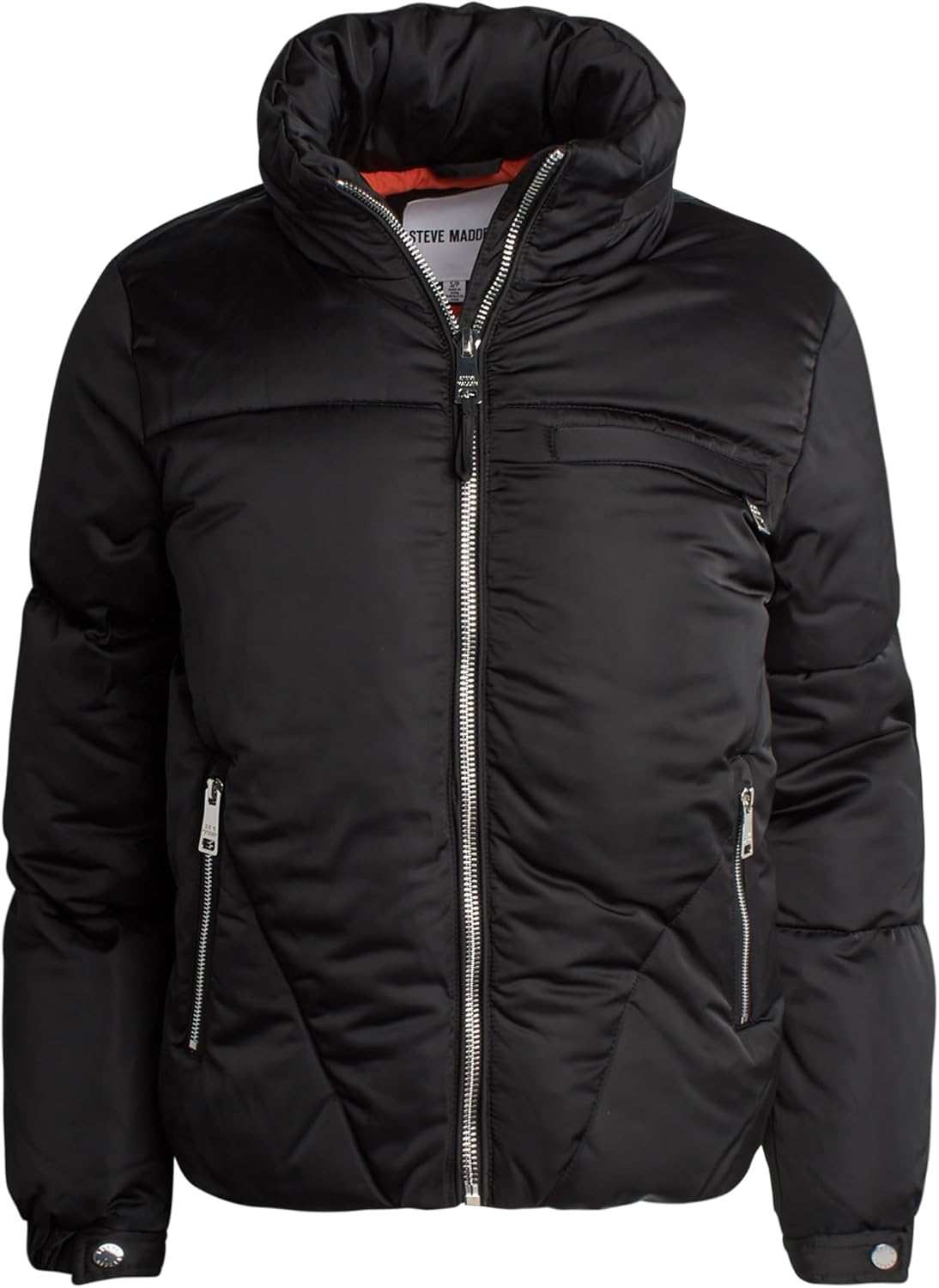 Steve Madden Women's Cropped Puffer Jacket - Quilted Winter Coat with Packable Hood - Cozy Outerwear Jacket for Women (S-XL)