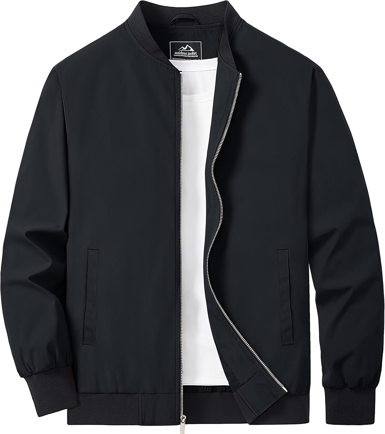 MAGCOMSEN Men's Bomber Jacket Lightweight Casual Zip Up Windbreaker Spring Fall Golf Coat with Pockets