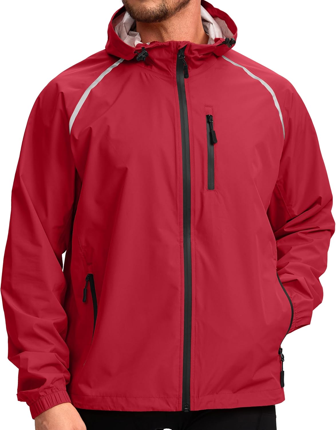 Men's Cycling Rain Jackets Waterproof Running Bike Windbreaker Lightweight Packable Hooded Jacket