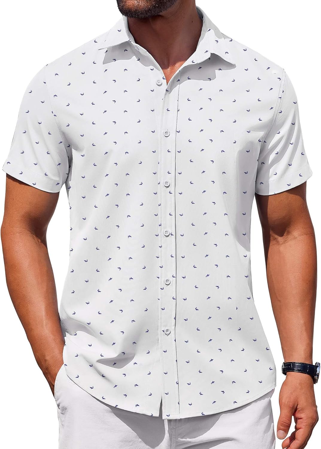 COOFANDY Men's Button Down Shirt Short Sleeve Casual Shirt for Men Summer Business Casual Dress Shirt