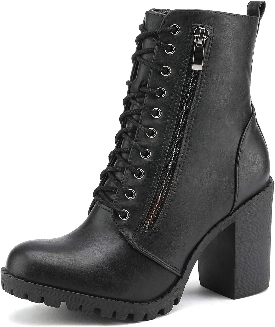 DREAM PAIRS Women's Combat Ankle Boots Chunky Heel Lace up Fashion Heeled Booties