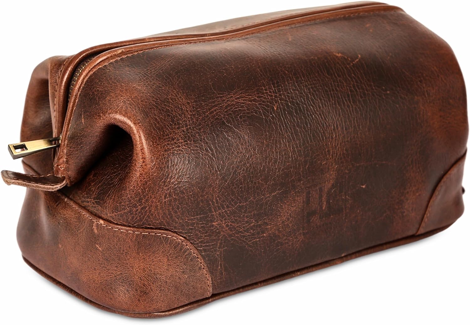 HLC Leather Toiletry Bag for Men - Best Gift for Men - Premium Genuine Leather Dopp Kit Shaving Kit Organizer Travel Kit Pouch Bag for Men - Large Size (Brown)