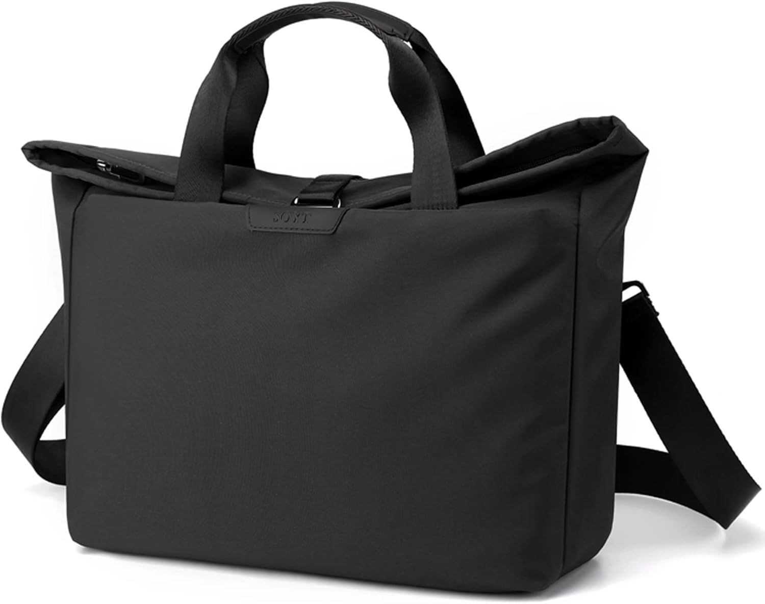 Men's Tote Bag 14-inch Laptop Shoulder Bag Nylon Waterproof Business Casual Black Messenger Bag for Work Travel