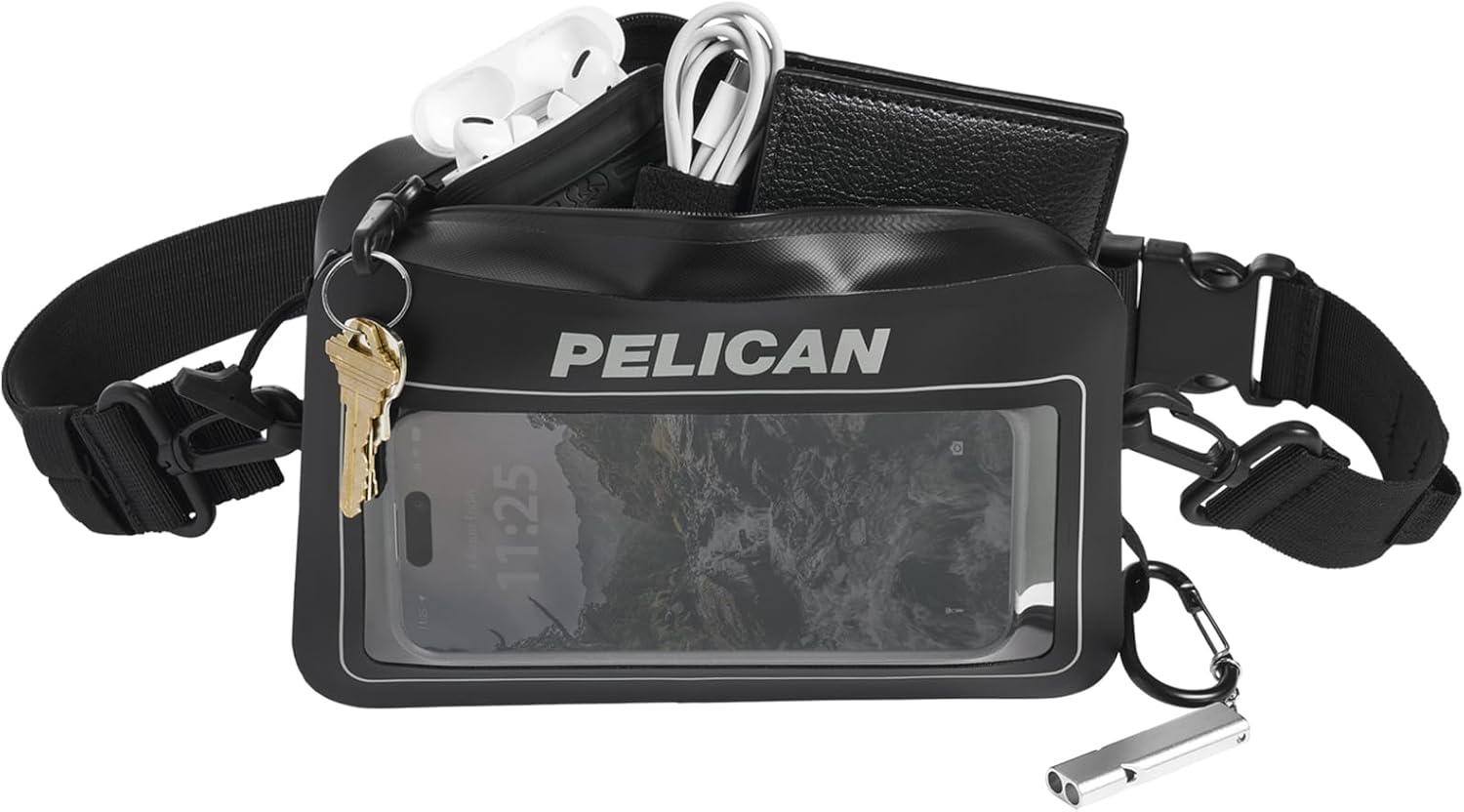 Pelican Marine Waterproof Sling Bag - Crossbody Chest/Shoulder Bag for Men with Adjustable Strap & Touchscreen Compatible Phone Compartment - Travel Daypack for Camping, Hiking, Biking & More