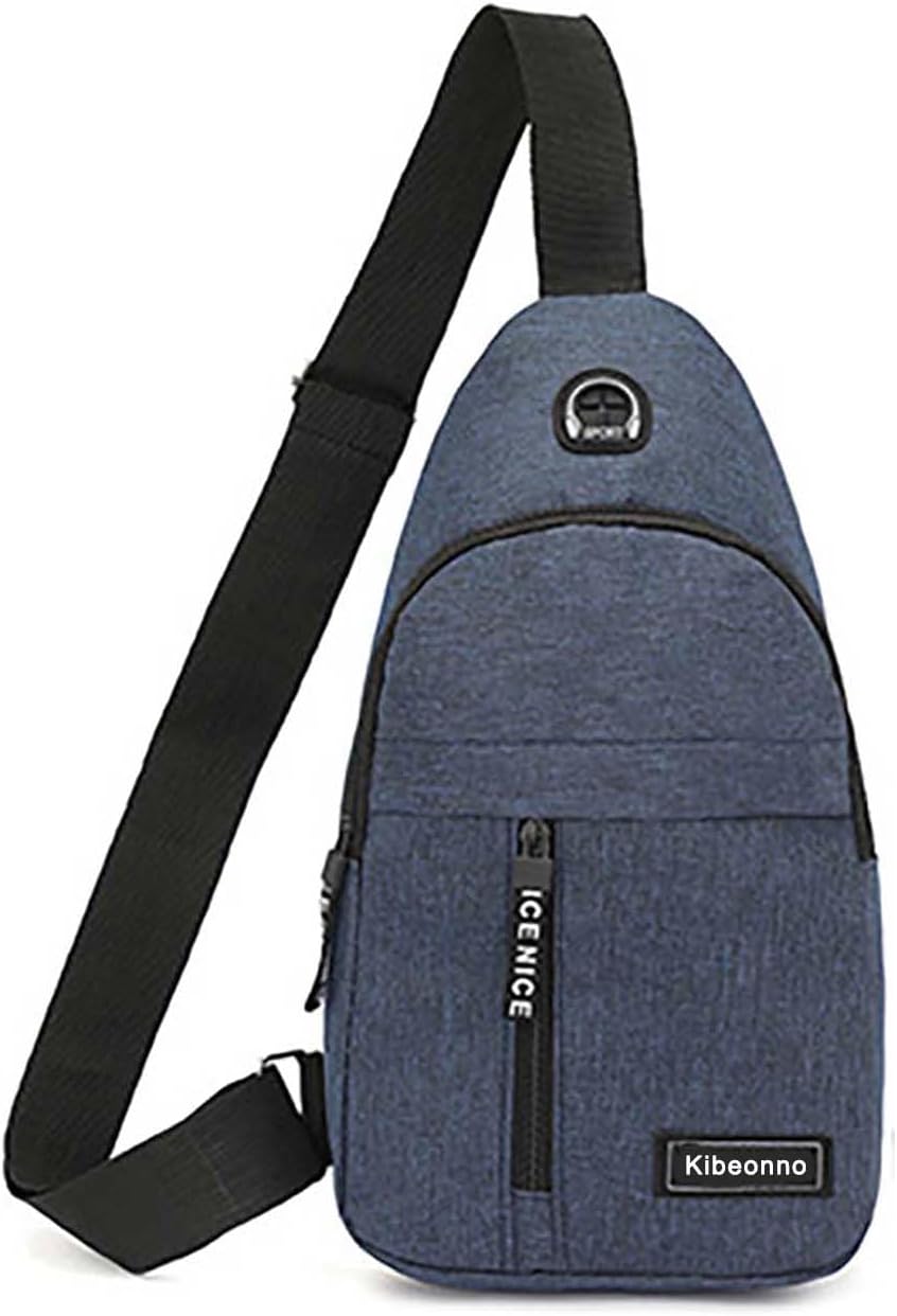 Small Backpack Men Daily Lightweight Crossbody Chest Bag Daypack for Hiking Traveling (Blue)