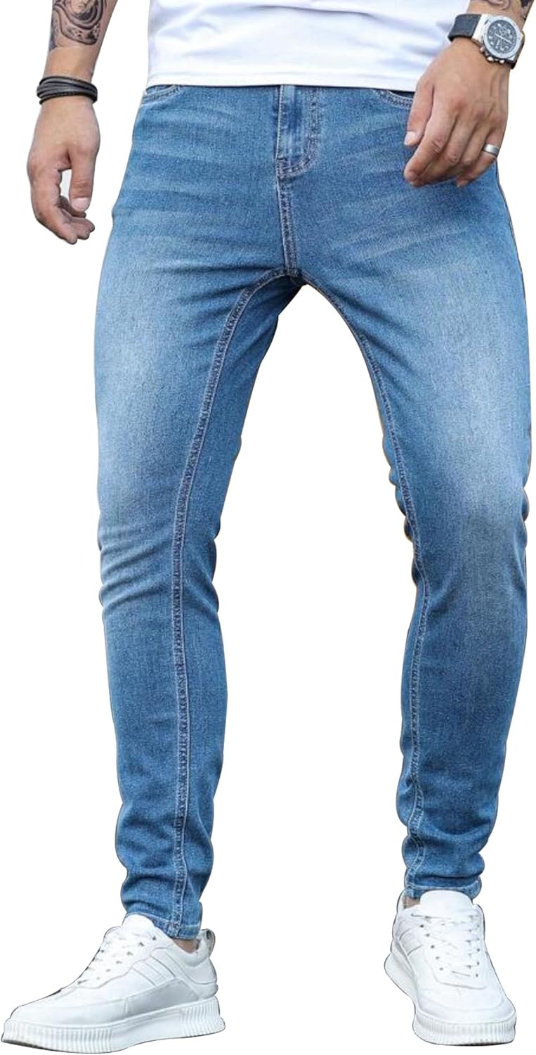 HUNGSON Skinny Jeans for Men Stretch Slim Fit Ripped Distressed