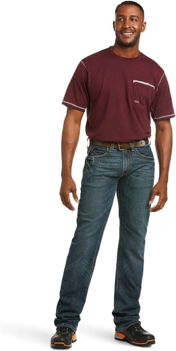ARIAT Men's Rebar M5 Durastretch Washed Twill Dungaree Straight Leg Pant