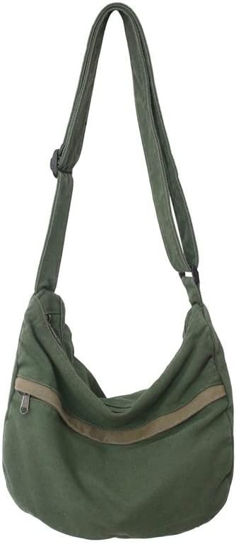 Canvas Messenger Bag Hobo Crossbody Bag for Women Shoulder Tote Handbag Vintage Aesthetic Travel Work