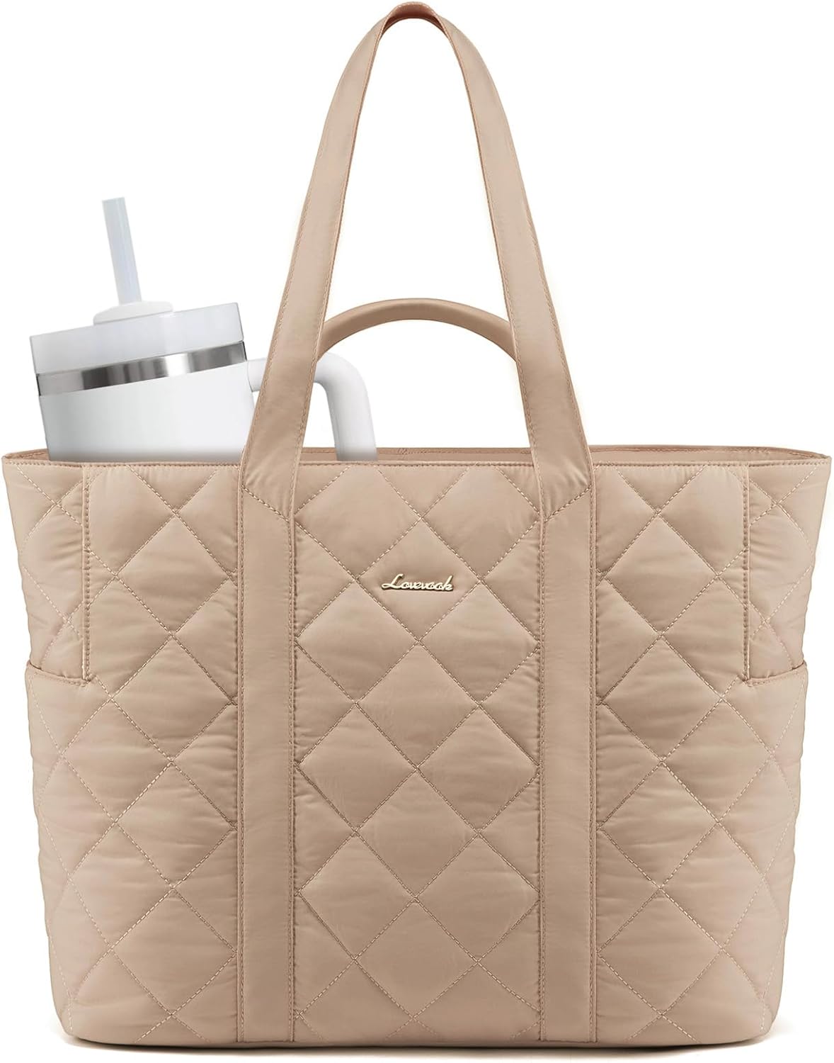 LOVEVOOK Tote Bag for Women,Large Puffer Tote Bag with Zipper,Quilted Puffy Work Bag Purse for Travel Beach Gym Weekend