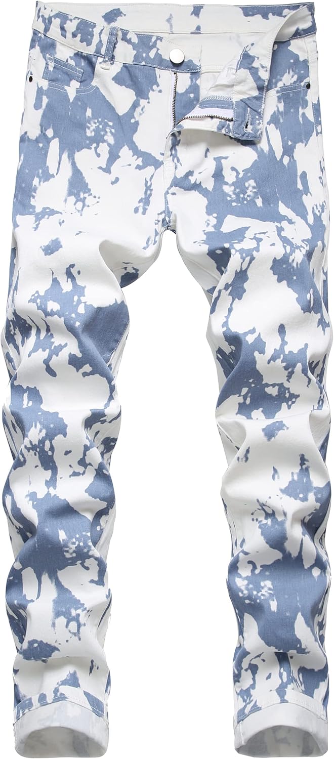 RANMCC Men's Printed Stretch Skinny Jeans Premium Slim Fit Fashionable Designs Denim Pants Jeans